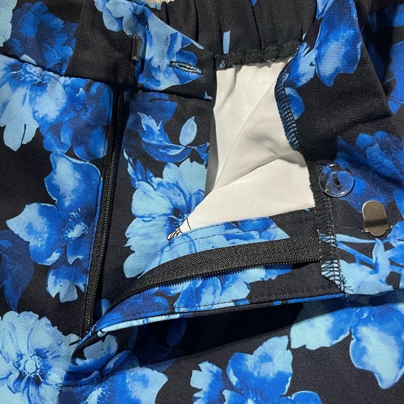 New Area Stars Floral Print Work Pants Trousers Hannah Black Blue Size XL - Picture 12 of 16